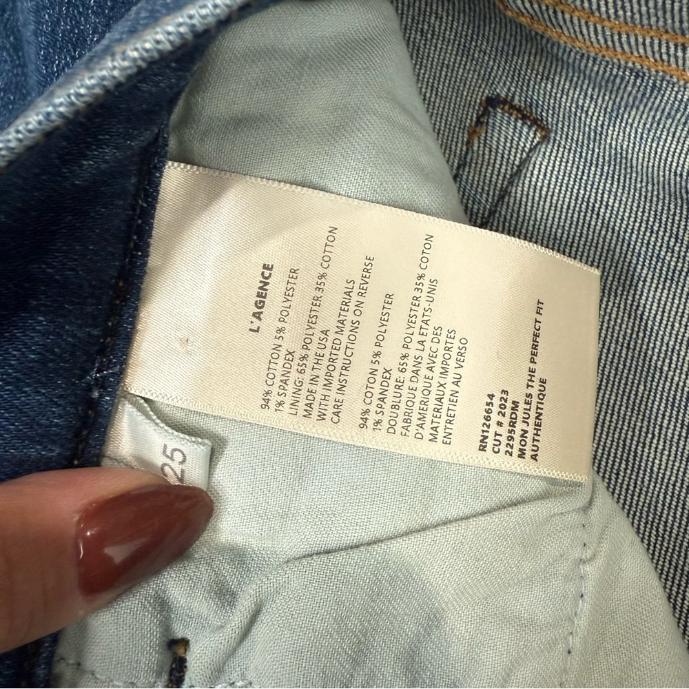 NWT L'agence Mon Jules The Perfect Fit Jeans‎ Authentique Blue Size 25 Casual - Picture 8 of 12